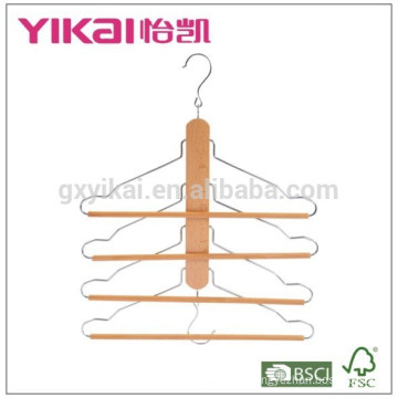 2015 4tiers space saving trousers pants wooden hanger with two hooks